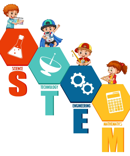 stem-education-logo-with-children-cartoon-character